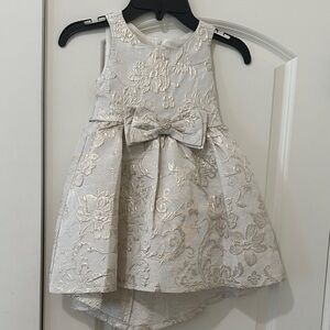 Rare Editions Ivory and Gold Brocade Dress